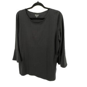 🖤 Segments Bell Sleeve Cotton Tee – Size L Timeless  Soft Goth  Casual Cool